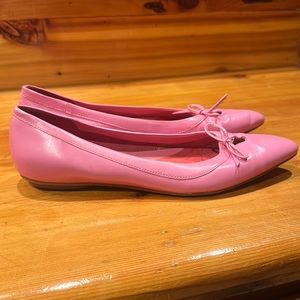 Pink Leather Point Toe Flats
